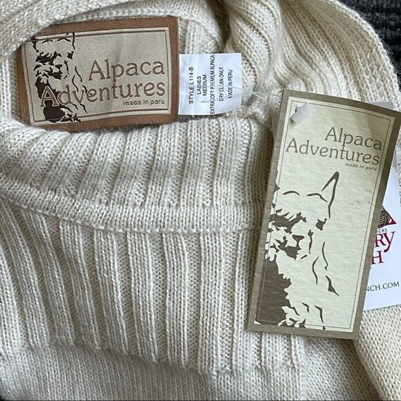 NWT Alpaca Adventures Cream Alpaca Wool Cowl Neck Button Peruvian Sweater Sz M - Picture 10 of 11